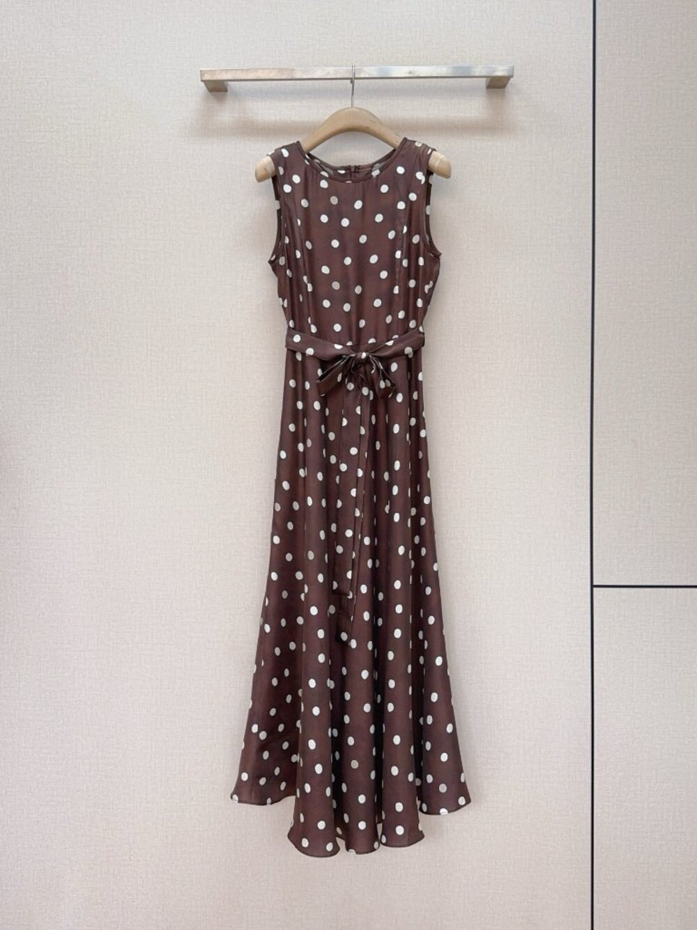 Max Mara Brown Polka-Dot Sleeveless Dress